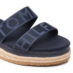 Femme Espadrilles TOMMY HILFIGER - Tommy Webbing Low Wedge Sandal FW0FW06442 Desert Sky DW5 Bleu Marine -Tommy Hilfiger Soldes 06 0000300530801 ks