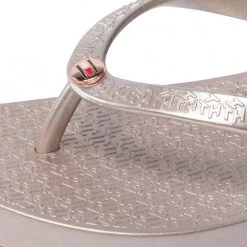 Femme Tongs TOMMY HILFIGER - Th Metallic Flat Beach Sandal FW0FW06445 Rose Gold 0JV Or -Tommy Hilfiger Soldes 06 0000300530863 ki