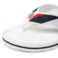 Femme Tongs TOMMY HILFIGER - Th Stripy Comfort Beach Sandal FW0FW06446 White YBR Multicolore -Tommy Hilfiger Soldes 06 0000300530887 pl