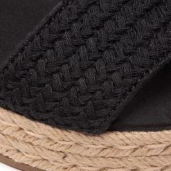 Femme Espadrilles TOMMY HILFIGER - Th Textured Low Wedge Sandal FW0FW06555 Black BDS Noir -Tommy Hilfiger Soldes 06 0000300531211 sw