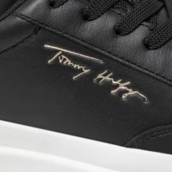 Femme Sneakers Tommy Hilfiger - Th Signature Leather Sneaker FW0FW06665 Black BDS Noir -Tommy Hilfiger Soldes 06 0000300531594 sw
