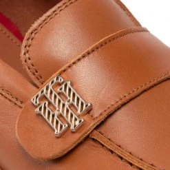 Femme Chaussures Basses TOMMY HILFIGER - Th Hardware Chunky Loafer FW0FW06675 Golden Daze GPS Marron -Tommy Hilfiger Soldes 06 0000300531938 swa