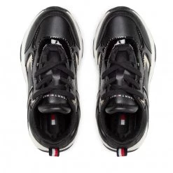 Enfant Sneakers TOMMY HILFIGER - Low Cut Lace-Up Sneaker T3A9-32358-1434 M Black/Platinum X208 Noir -Tommy Hilfiger Soldes 06 0000300783924 plj