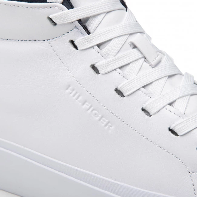 Homme Sneakers TOMMY HILFIGER - Prep Vulc High Leather FM0FM04172 White YBR Blanc 8 Homme Sneakers TOMMY HILFIGER - Prep Vulc High Leather FM0FM04172 White YBR Blanc – Image 6