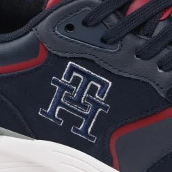 Homme Sneakers Tommy Hilfiger - Prep Sneaker Leather Monogran FM0FM04285 Desert Sky DW5 Bleu Marine -Tommy Hilfiger Soldes 06 0000301103509 rz