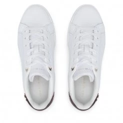 Femme Sneakers Tommy Hilfiger - Button Detail Court Sneaker FW0FW06733 White YBR Blanc -Tommy Hilfiger Soldes 06 0000301108443 ts