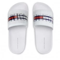 Enfant Mules / Sandales De Bain Tommy Hilfiger - Holographic Pool Slide T3B0-32276-1172 S White 100 Blanc -Tommy Hilfiger Soldes 06 0000209682144 plj
