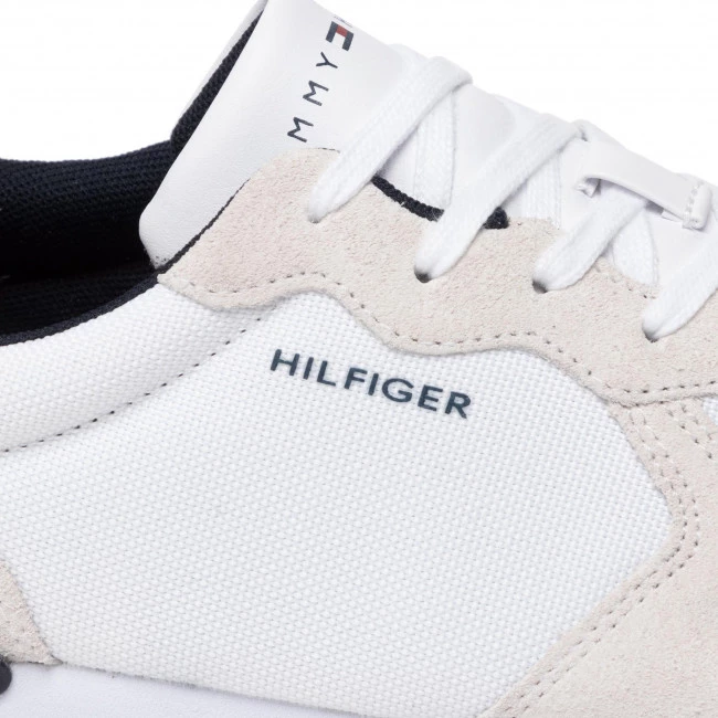 Homme Sneakers TOMMY HILFIGER - Iconic Material Mix Runner FM0FM04022 White YBR Blanc 8 Homme Sneakers TOMMY HILFIGER - Iconic Material Mix Runner FM0FM04022 White YBR Blanc – Image 6
