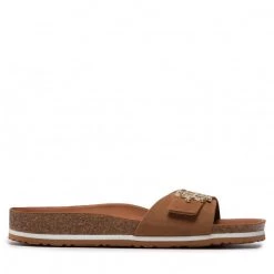 Femme Mules / Sandales De Bain TOMMY HILFIGER - Th Molded Footbed Flat Sandal FW0FW06244 Summer Cognac Marron -Tommy Hilfiger Soldes 07 0000209911510 kt