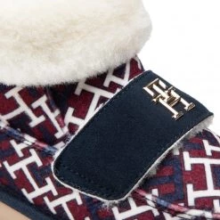 Femme Chaussons Tommy Hilfiger - Boot Slipper Monogram FW0FW06717 Rwb Monogram 0KQ Bleu Marine, Multicolore -Tommy Hilfiger Soldes 07 0000301107705 mt
