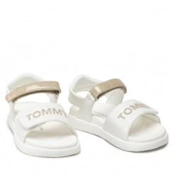 Enfant Sandales TOMMY HILFIGER - Velcro Sandal T1A2-32171-1189 S White/Platinum X048 Blanc -Tommy Hilfiger Soldes 08 0000209680355 pl