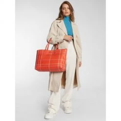 Sacs Sac à Main Tommy Hilfiger - Iconic Tommy Tote Check AW0AWI2311 0JH Orange -Tommy Hilfiger Soldes 10 8720641019644 am