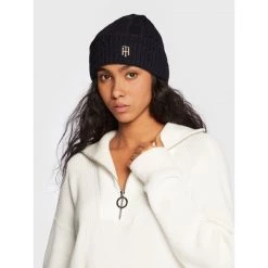 Accessoires Bonnet Tommy Hilfiger - Th Timeless Beanie AW0AW13827 DW6 Bleu Marine -Tommy Hilfiger Soldes 10 8720641990028 mo