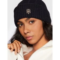 Accessoires Bonnet Tommy Hilfiger - Th Timeless Beanie AW0AW13827 DW6 Bleu Marine