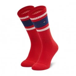 Accessoires Lot De 2 Paires De Chaussettes Hautes Unisexe Tommy Hilfiger - 394020001 Midnight Blue 563 Rouge, Bleu Marine -Tommy Hilfiger Soldes 8718824657929 2pack different 0051