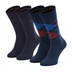 Accessoires Lot De 2 Paires De Chaussettes Hautes Homme Tommy Hilfiger - 100001495 Tommy Original 085 Bleu Marine