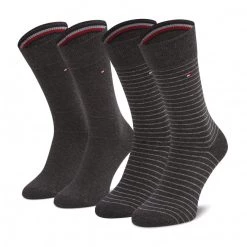 Accessoires Lot De 2 Paires De Chaussettes Hautes Homme TOMMY HILFIGER - 100001496 Anthracite 201 Gris