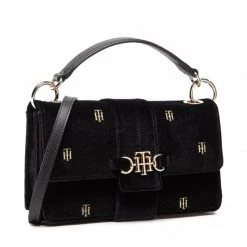 Sacs Sac à Main Tommy Hilfiger - Th Club Crossover Velvet AW0AW11066 BDS Noir -Tommy Hilfiger Soldes 8720116192063 02 bs kopia