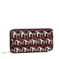 Accessoires Portefeuille Femme Grand Format TOMMY HILFIGER - Iconic Tommy Large Za Mono AW0AW11079 0GZ Noir, Multicolore