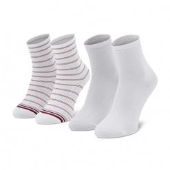 Accessoires Lot De 2 Paires De Chaussettes Hautes Femme Tommy Hilfiger - 100002817 White 001 Blanc