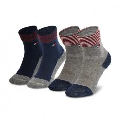 Accessoires Lot De 2 Paires De Chaussettes Hautes Enfant TOMMY HILFIGER - 701210508 Tommy Original 001 Bleu Marine, Gris