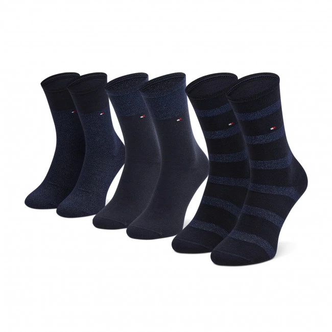 Accessoires Lot De 3 Paires De Chaussettes Hautes Femme Tommy Hilfiger - 701210532 Navy 002 Bleu Marine 3 Accessoires Lot De 3 Paires De Chaussettes Hautes Femme Tommy Hilfiger - 701210532 Navy 002 Bleu Marine