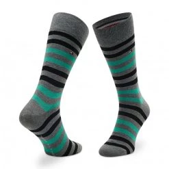 Accessoires Lot De 2 Paires De Chaussettes Hautes Homme TOMMY HILFIGER - 472001001 Grey Melange/Green 043 Noir, Gris -Tommy Hilfiger Soldes 8720245295819 2pack different 0168