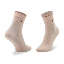 Accessoires Lot De 2 Paires De Chaussettes Hautes Femme Tommy Hilfiger - 701218407 Peach 003 Rose -Tommy Hilfiger Soldes 8720245299558 2pack different 0040 1