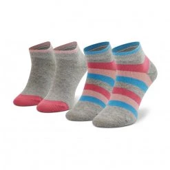 Accessoires Lot De 2 Paires De Chaussettes Basses Enfant TOMMY HILFIGER - 354010001 Pink/Light Grey Melange Multicolore, Gris