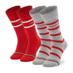Accessoires Lot De 2 Paires De Chaussettes Hautes Enfant TOMMY HILFIGER - 701220265 Red Combo 002 Rouge, Gris