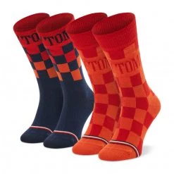 Accessoires Lot De 2 Paires De Chaussettes Basses Enfant TOMMY HILFIGER - 701220266 Orange 001 Bleu Marine, Orange