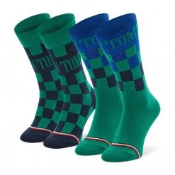 Accessoires Lot De 2 Paires De Chaussettes Hautes Enfant Tommy Hilfiger - 701220266 Green Blue Combo 003 Vert