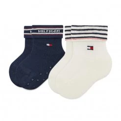 Accessoires Lot De 2 Paires De Chaussettes Hautes Enfant TOMMY HILFIGER - 701220274 Tommy Original 001 Blanc, Bleu Marine