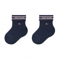 Accessoires Lot De 2 Paires De Chaussettes Hautes Enfant TOMMY HILFIGER - 701220274 Tommy Original 001 Blanc, Bleu Marine -Tommy Hilfiger Soldes 8720245383585 2pack different 0152