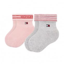 Accessoires Lot De 2 Paires De Chaussettes Hautes Enfant TOMMY HILFIGER - 701220274 Pink Combo 002 Rose, Gris