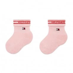 Accessoires Lot De 2 Paires De Chaussettes Hautes Enfant TOMMY HILFIGER - 701220274 Pink Combo 002 Rose, Gris -Tommy Hilfiger Soldes 8720245383615 2pack different 0140