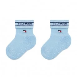 Accessoires Lot De 2 Paires De Chaussettes Hautes Enfant TOMMY HILFIGER - 701220274 Blue Combo 003 Bleu, Gris -Tommy Hilfiger Soldes 8720245383646 2pack different 0156
