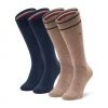 Accessoires Lot De 2 Paires De Chaussettes Hautes Homme Tommy Hilfiger - 701220517 Khaki/Navy 001 Marron, Bleu Marine -Tommy Hilfiger Soldes 8720245386159 2pack different 0100.1