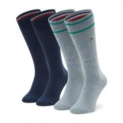 Accessoires Lot De 2 Paires De Chaussettes Hautes Homme TOMMY HILFIGER - 701220517 Green 003 Bleu Marine, Bleu
