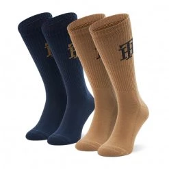 Accessoires Chaussettes Hautes Homme Tommy Hilfiger - 701221053 Khaki/Navy 001 Marron, Bleu Marine