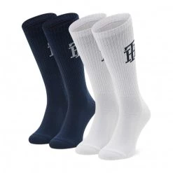 Accessoires Chaussettes Hautes Homme Tommy Hilfiger - 701221053 White 002 Blanc, Bleu Marine