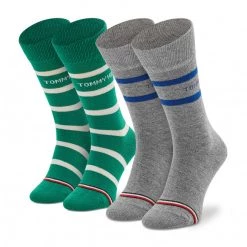 Accessoires Lot De 2 Paires De Chaussettes Hautes Enfant Tommy Hilfiger - 701220265 Green Combo 003 Multicolore, Gris, Vert