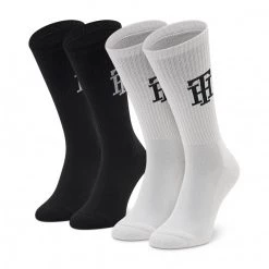 Accessoires Lot De 2 Paires De Chaussettes Hautes Homme TOMMY HILFIGER - 701221053 Black 004 Blanc, Noir, Multicolore