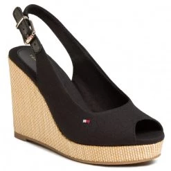Femme Espadrilles TOMMY HILFIGER - Iconic Elena Sling Back Wedge FW0FW04789 Black BDS Noir